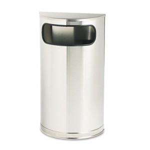 European & Metallic Series Receptacle, Half-Round, 9 gal, Satin Stainless