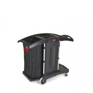 Compact Folding Housekeeping Cart, 22w x 51 3/4d x 44h, Black