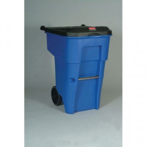 Brute Rollout Container, Square, Plastic, 65 gal, Blue