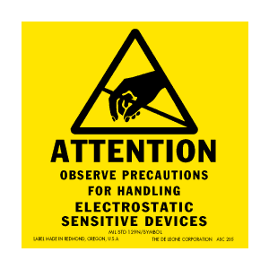 Label 2x2 "Attention" ESD 1,000/RL