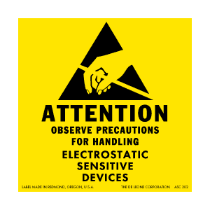 Anti-static Caution Labels 2"" x 2"" (removable) 1000/RL