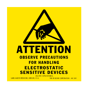 Anti-static Caution Labels 2" x 2" (removable) 1000/RL