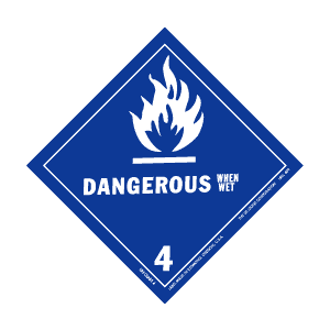 Label 4x4 "Dangerous When Wet 4" Bllue 500/RL