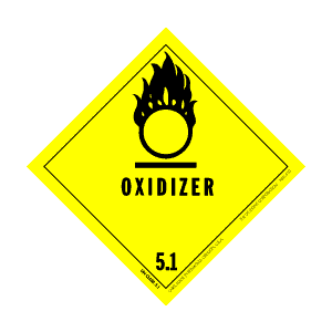 Hazardous Material Labels - class 5 oxidizer & organic peroxide 4" x 4" (vinyl) 500/RL
