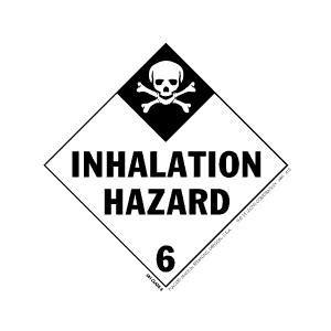 Label 4x4 White/Black Vinyl "Inhalation Hazard-Class 6" 500/RL