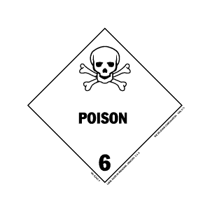 Hazardous Material Labels - class 6 poisonous & infectious substances 4" x 4" (vinyl) 500/RL