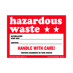 Hazardous Warning Labels 4" x 6" (vinyl) 100 labels/pkg/sheeted