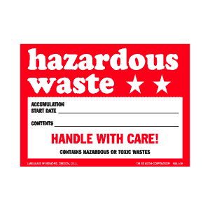Hazardous Warning Labels 4" x 6" (paper) 100 labels/pkg/sheeted