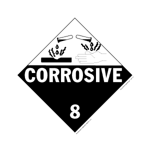 Hazardous Materials Placards - class 8 corrosive tagboard Packaged-25