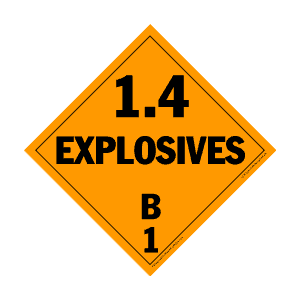 Hazardous Materials Placards- - class 1.4 explosives 10¾" x 10¾" (tagboard) Packaged-25