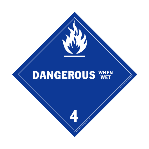 Placard 10.75x10.75 White/Blue Vinyl"Dangerous when Wet-Class 4" 25/PKG