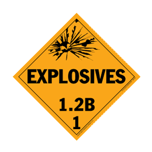 Hazardous Materials Placards- - class 1.2 explosives 10¾" x 10¾" removable vinyl Packaged-25