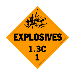 Hazardous Materials Placards- - class 1.3 explosives 10¾" x 10¾" removable vinyl Packaged-25