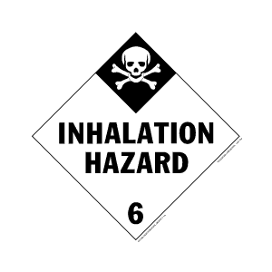 Placard 10.75x10.75 White/Black Vinyl "Inhalation Hazard-Class 6" 25/PKG