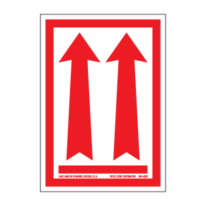 Label 3x4.25 "UP"Arrows Meets Military STD RED 500/RL