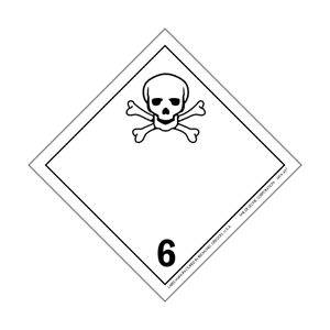 I.A.T.A. Dangerous Goods Labels - class 6 toxic & infectious substances 4" x 4" 500/RL