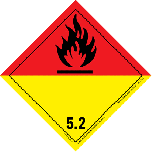 I.A.T.A. Dangerous Goods Labels - class 5 oxidizer & organic peroxide 4" x 4" (Vinyl) 500/RL