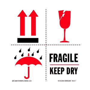 Label 4x4 Fragile Keep Dry 500/RL