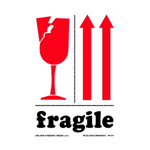 Label 3x4 Fragile (Glass w/Arows) 500/RL RD29453