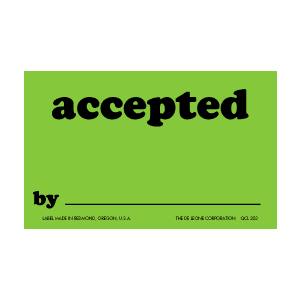 Label 2x2.5 "Accepted By" 500/RL RD29010