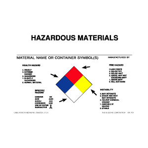 Label 4x6 "Hazardous Materials" (NFPA) Vinyl Sheeted 100/PKG