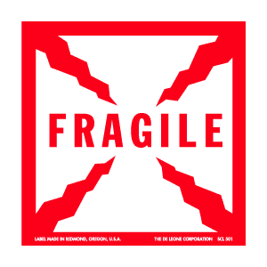 Label 2.5x2.5 'Fragile' 500/RL