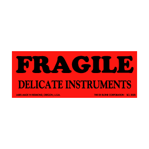 Fragile Labels 1½" x 4" fluorescent red 500/RL