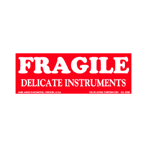 Label 1.5x4 "Fragile Delicate Instruments" RED 500/RL