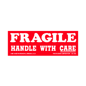 Label 1.5x4 "Fragile Handle w/Care" 500/RL