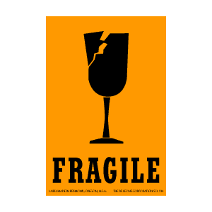 Label 2x3 "Fragile" Fluorescent Orange 500/RL