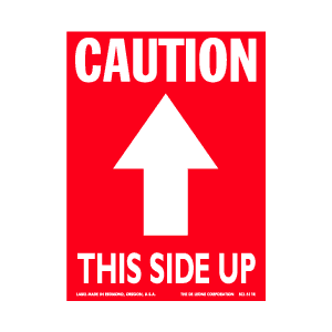 Label 4x3 Caution This Side Up RED 500/RL