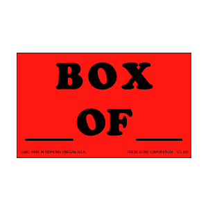 Label 3x5 "Box _ Of _" Fluorescent RED 500/RL