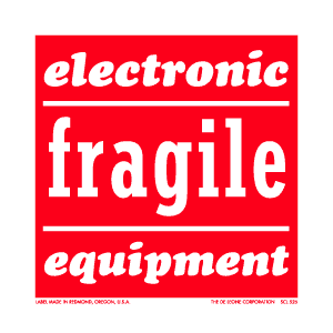 Label 4x4 "Electronic Fragile Equipment" RED/WHT 500/RL
