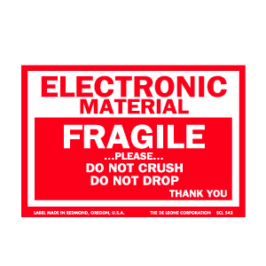 Label 3x4 Electric Material Fragile 500/RL