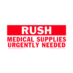 Label 2.5x6 Rush Medical Supplies Urgently Needed 500/RL