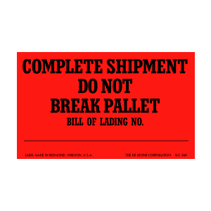 Label 3x5 Complete Shipment Flourescent 500/RL