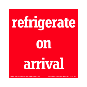 Label 4x4 "Refrigerate On Arrival" 500/RL