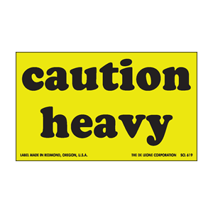 Label Caution Heavy Yellow 3" x 5" 500/RL