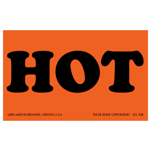 Hot and Cold Labels 2½" x 4" fluorescent red 500/RL