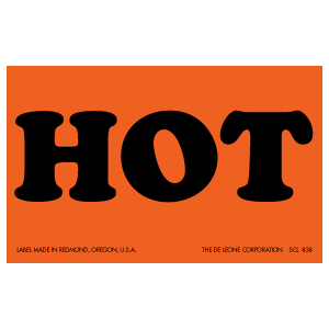 Hot Labels 2Â½"" x 4"" fluorescent red 500/RL