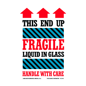 Label 6x4 Fragile This End Up Liquid In Glass 500/RL