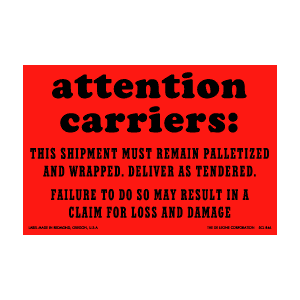 Label 4x6 'Attention Carriers' 500/RL