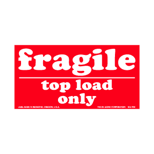 Label 4x7 "Fragile Top Load Only" Red/White 500/RL