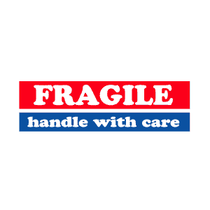 Label 1x3 "Fragile Handle W/ Care" Red/White/Blue 500/RL