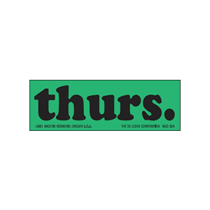 Label 1x3 "Thurs." Green 500/RL