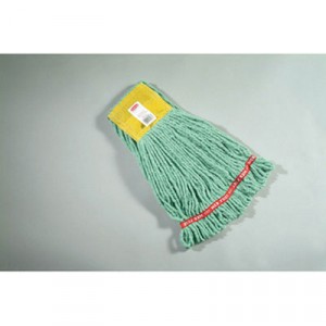 Web Foot Wet Mop Heads, Shrinkless, Cotton/Synthetic, Green, Small