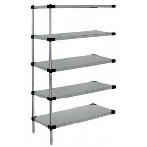 Quantum solid 5-shelf add-on units - stainless steel 24" x 42" x 86"