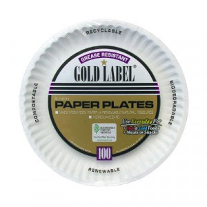Coated Paper Plates, 9 Inches, White, Round, 100/Pack