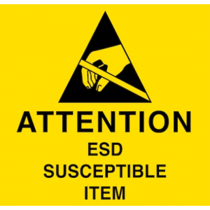Label 2x2 "Attention ESD Susceptible Item" Yellow 1000/RL