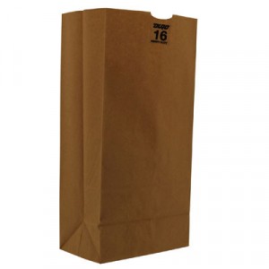 16# Paper Bag, Heavy-Duty, Brown Kraft, 7-3/4x4-13/16x16, 500-Bundle
